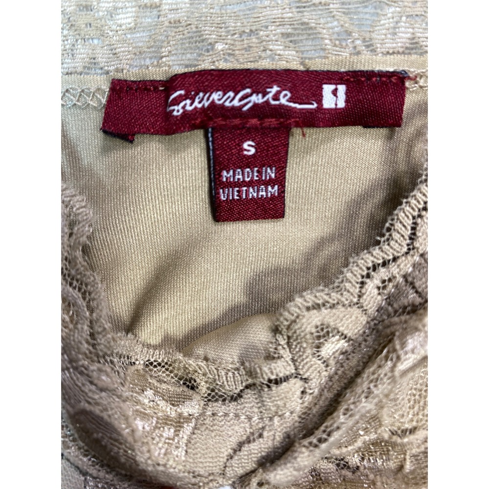 Silvergate Womens Lace Bodycon Dress Taupe Tan Open Keyhole Back Sleeveless S - Picture 3 of 11